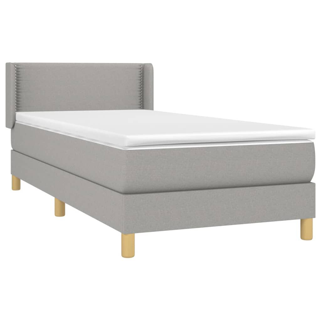 vidaXL Κρεβάτι Boxspring με Στρώμα Ανοιχτό Γκρι 100x200 εκ. Υφασμάτινο