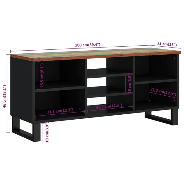 vidaXL Έπιπλο Τηλεόρασης 100x33x46εκ. Μασίφ Ανακυκλ. Ξύλο & Επεξ. Ξύλο