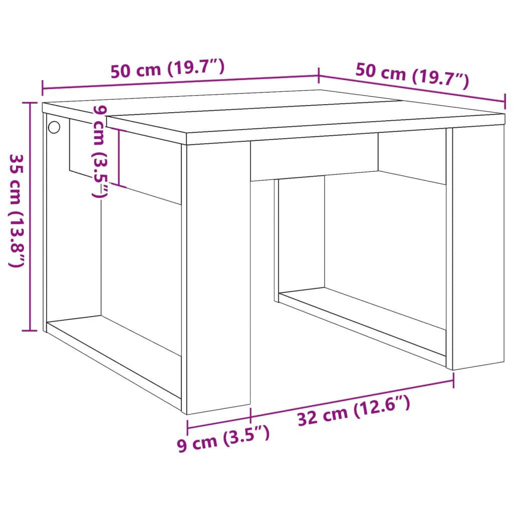 vidaXL Βοηθητικό Τραπέζι Artisan Δρυς 50 x 50 x 35 εκ. Επεξ. Ξύλο