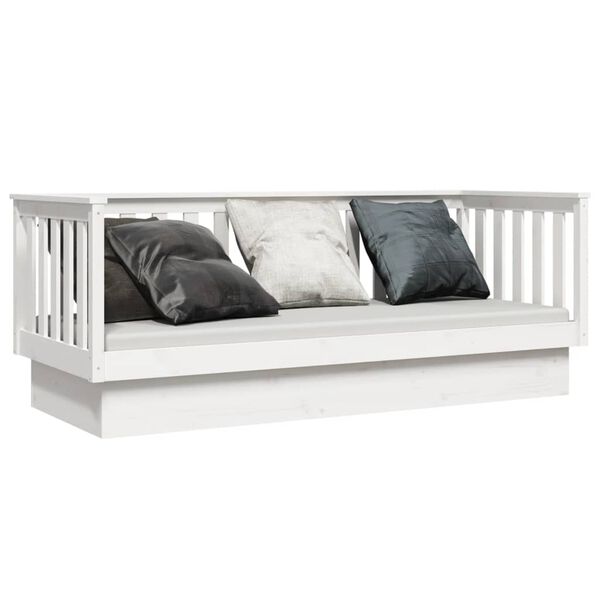 vidaXL Κρεβάτι ημέρας χωρίς στρώμα Λευκό 75x190 cm Στερεό ξύλο πεύκο