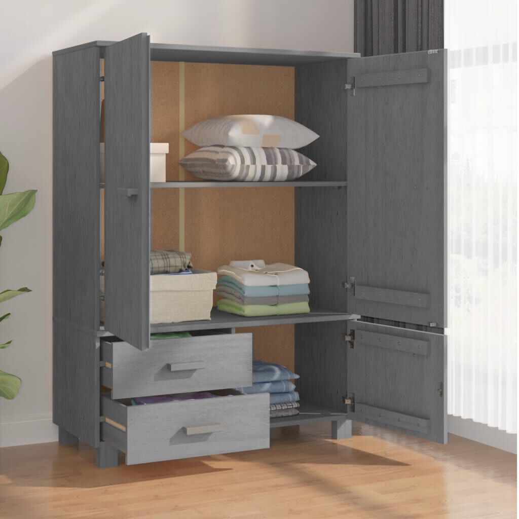 vidaXL Ντουλάπα HAMAR Σκ. Γκρι 99 x 45 x 137 εκ. Μασίφ Ξύλο Πεύκου