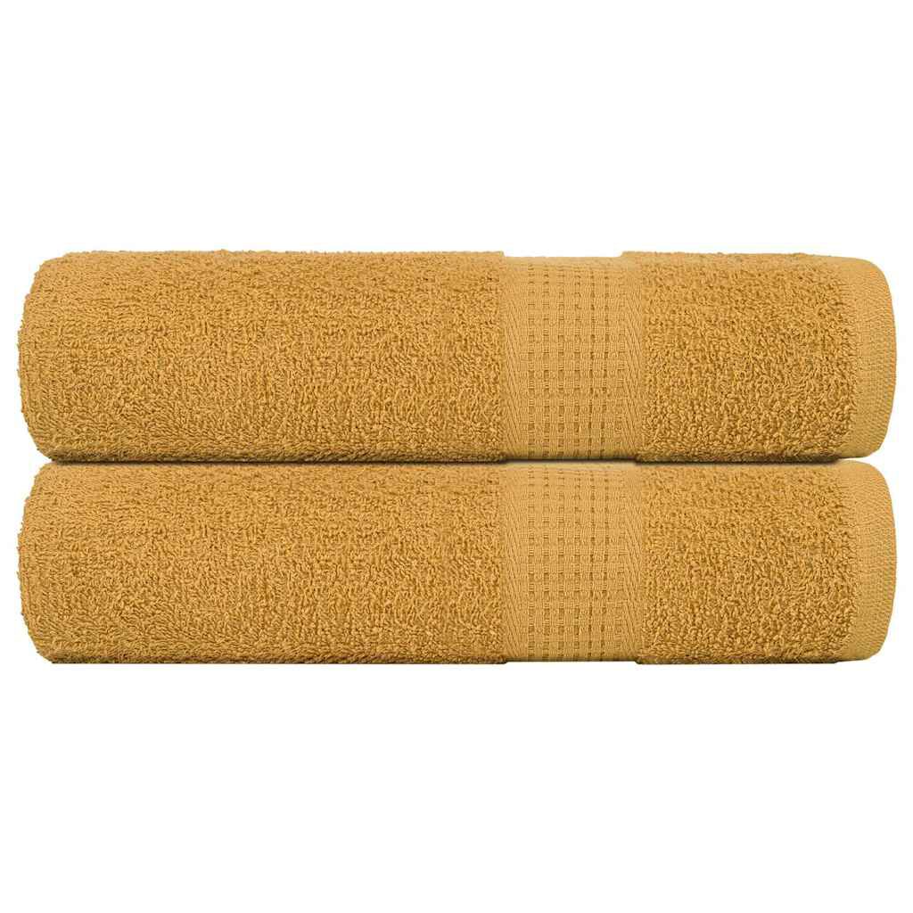 vidaXL Πετσέτες μπάνιου 2 Τεμ Χρυσή 100x150 εκ. 360 γρ/μ² 100% Βαμβ.