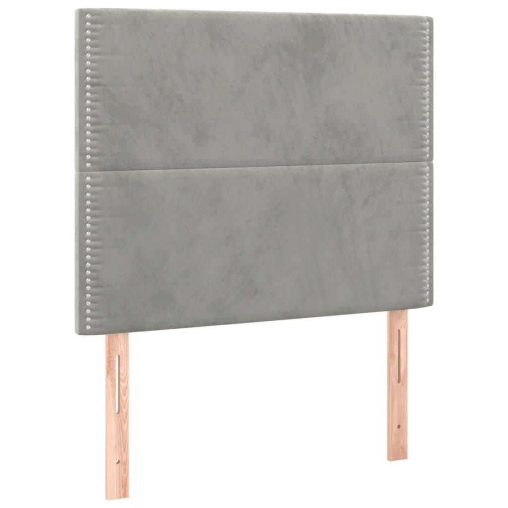 vidaXL Κρεβάτι Boxspring με Στρώμα Ανοιχτό Γκρι 90x190 εκ. Βελούδινο