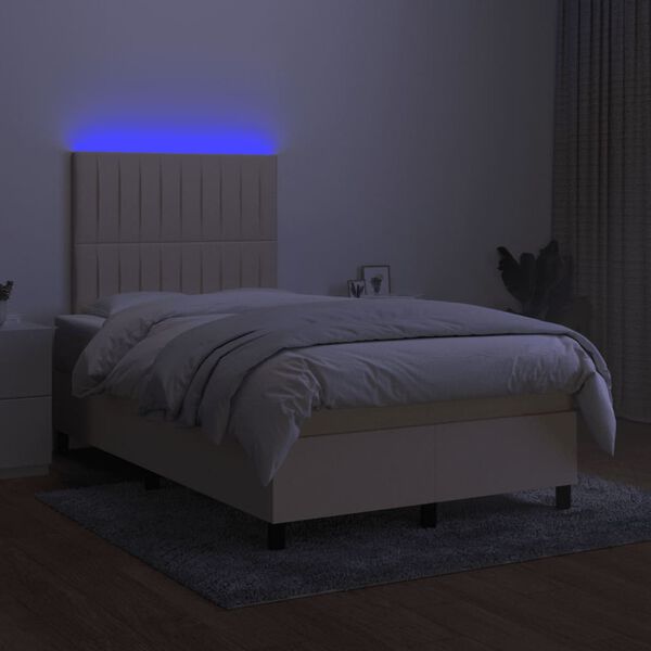 vidaXL &Kappa;&rho;&epsilon;&beta;ά&tau;&iota; Boxspring &mu;&epsilon; &Sigma;&tau;&rho;ώ&mu;&alpha; & LED &Kappa;&rho;&epsilon;&mu; 120x200 &epsilon;&kappa;. &Upsilon;&phi;&alpha;&sigma;&mu;ά&tau;&iota;&nu;&omicron;