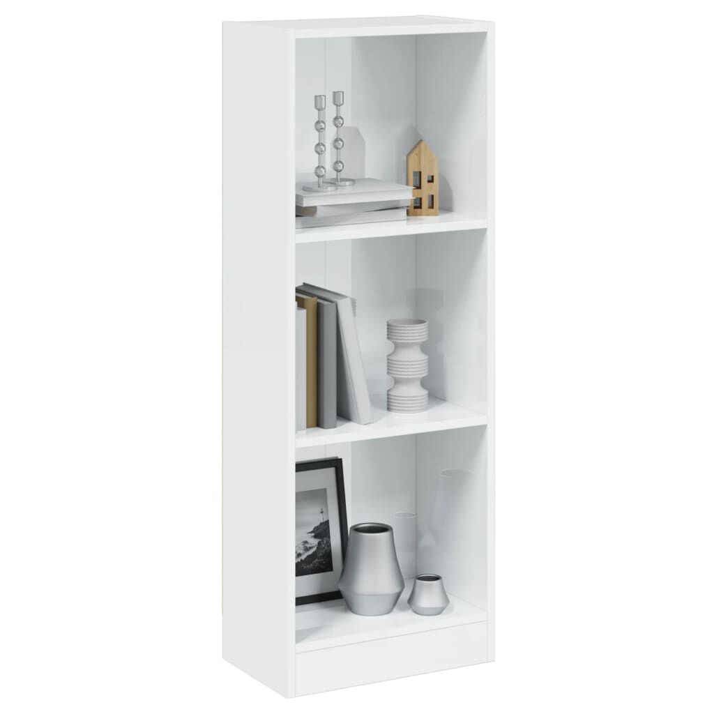 vidaXL Βιβλιοθήκη με 3 Ράφια Γυαλ. Λευκό 40x24x109 εκ. Επεξεργ. Ξύλο