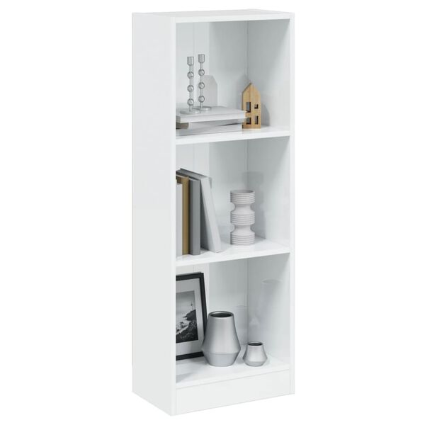vidaXL Βιβλιοθήκη με 3 Ράφια Γυαλ. Λευκό 40x24x109 εκ. Επεξεργ. Ξύλο