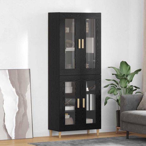 vidaXL Highboard &Mu;&alpha;ύ&rho;&eta; &Omicron;&xi;&upsilon;ά 69,5 x 34 x 180 &epsilon;&kappa;. &Epsilon;&pi;&epsilon;&xi;&epsilon;&rho;&gamma;&alpha;&sigma;&mu;έ&nu;&omicron; &xi;ύ&lambda;&omicron;