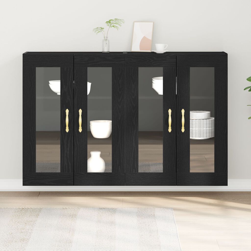 vidaXL Τοίχου ντουλάπες 2 τεμάχια Μαύρη Δρυς 69,5x34x90 εκ. Κατασκευασμένο ξύλο