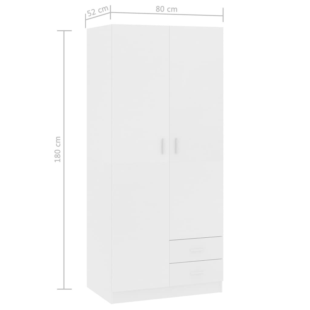 vidaXL Ντουλάπα Λευκή 80 x 52 x 180 εκ. από Επεξ. Ξύλο