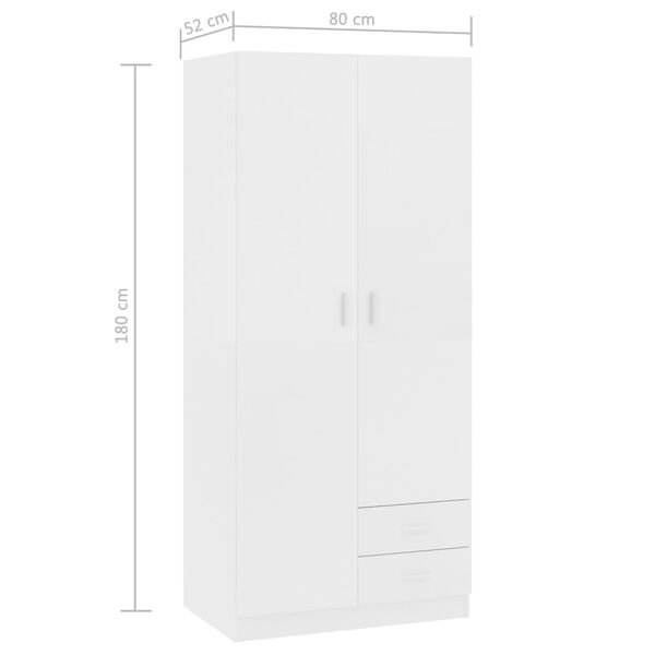 vidaXL Ντουλάπα Λευκή 80 x 52 x 180 εκ. από Επεξ. Ξύλο