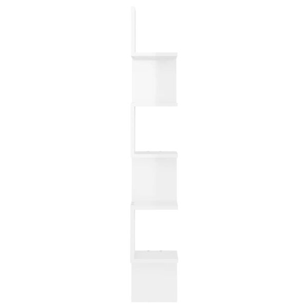 vidaXL Γωνιακή Ραφιέρα Τοίχου Γυαλ. Λευκή 20x20x127,5 εκ. Επεξ. Ξύλο