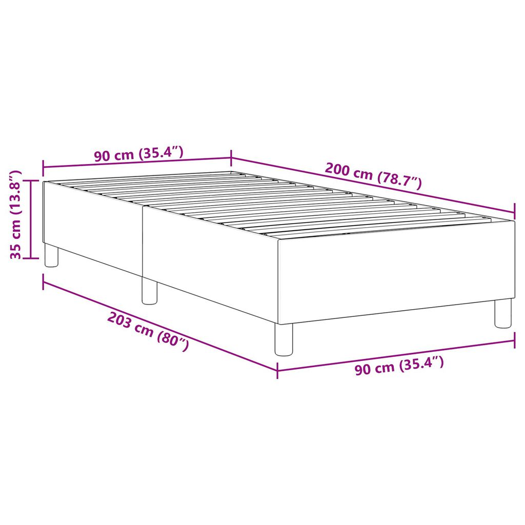 vidaXL Κρεβάτι με ελατήριο Ανοιχτό Γκρι 90x200 εκ Κορντούρα
