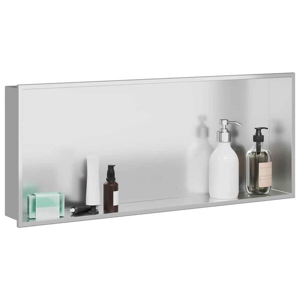 vidaXL Νίτσα Μπάνιου Ασημί 75 x 30 x 9.5 εκ. Ανοξείδωτο ατσάλι