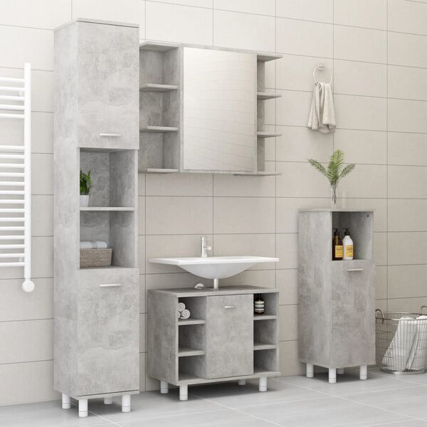 vidaXL Στήλη Μπάνιου Γκρι του Σκυροδέματος 30x30x179 εκ. Επεξ. Ξύλο