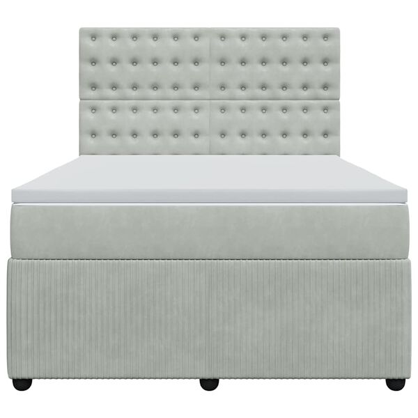 vidaXL Κρεβάτι Boxspring με Στρώμα Ανοιχτό Γκρι 140x200 εκ. Βελούδινο