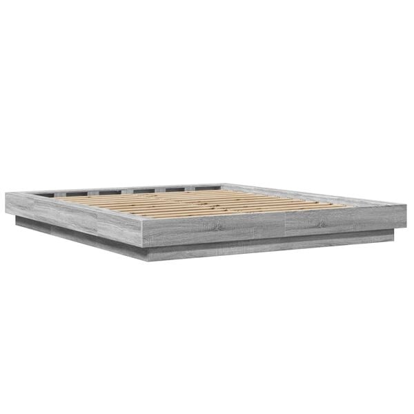 vidaXL Πλαίσιο Κρεβατιού με LED Γκρι sonoma 160x200εκ. Επεξ. Ξύλο