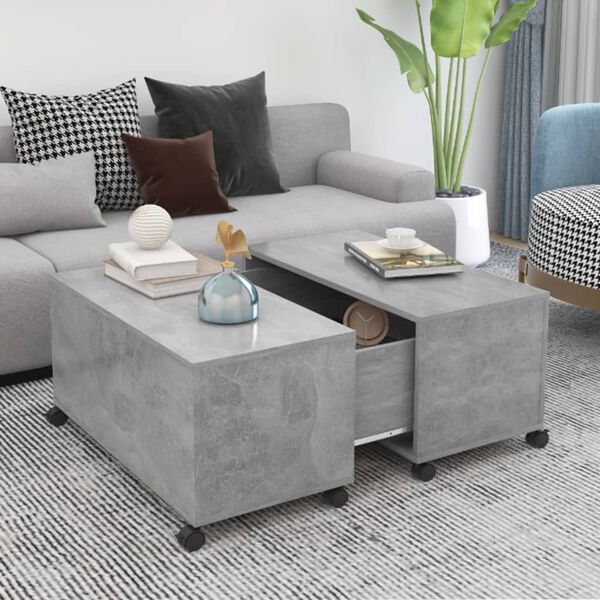 vidaXL Τραπεζάκι Σαλονιού Γκρι Σκυροδέματος 75x75x38 εκ. Μοριοσανίδα