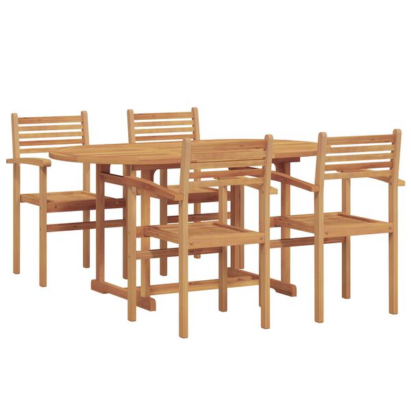 vidaXL Σέτ φαγητού για κήπο 5 pcs Καστανό Μασίφ ξύλο teak
