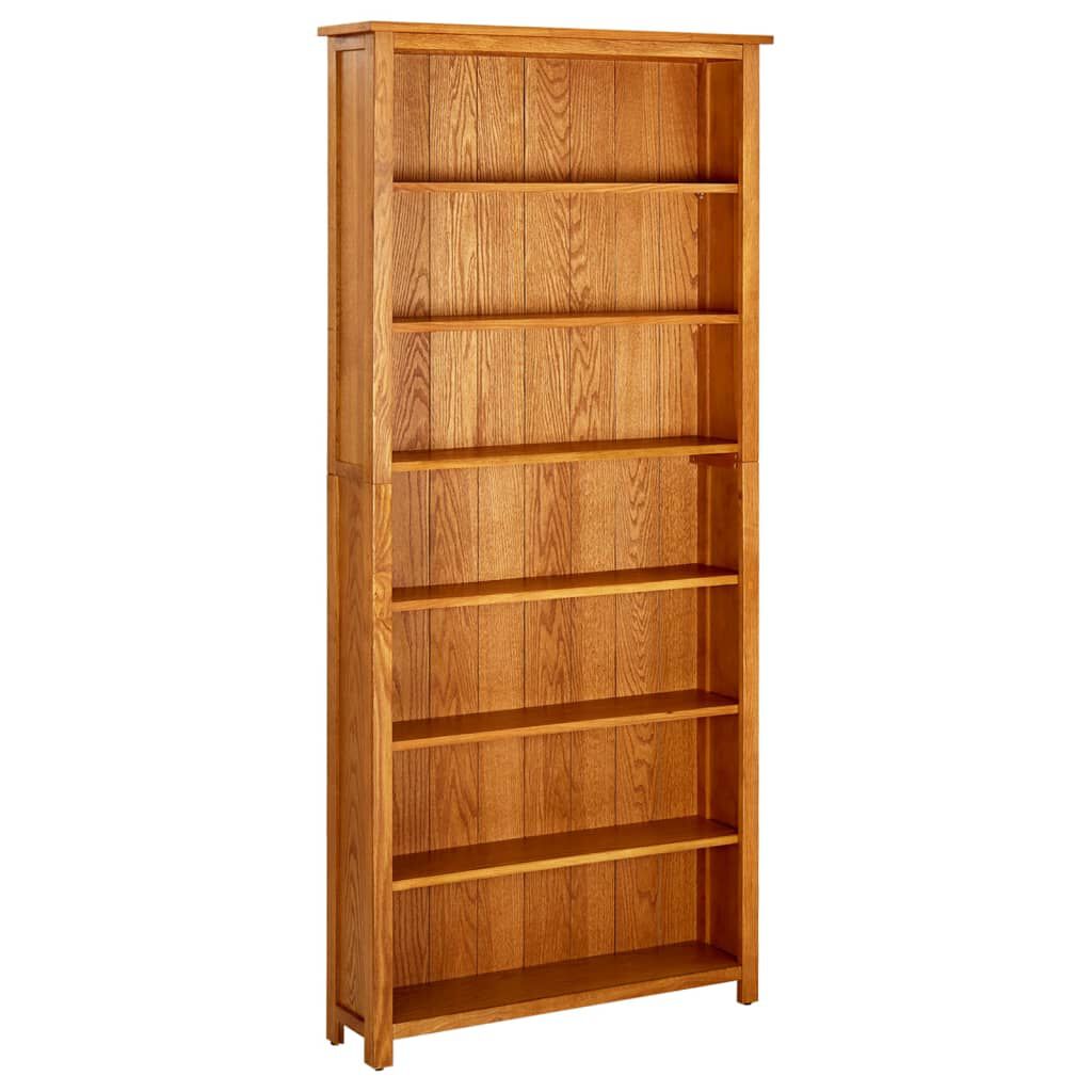 vidaXL Βιβλιοθήκη με 7 Επίπεδα 90 x 22,5 x 200 εκ. Μασίφ Ξύλο Δρυός