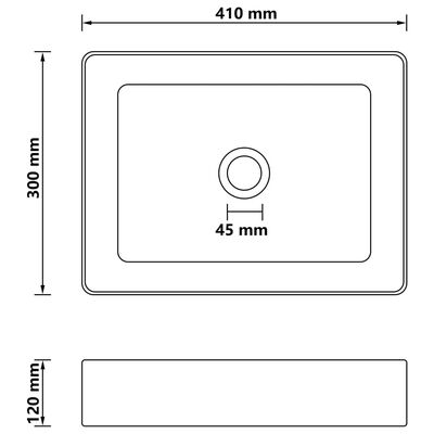 vidaXL Νιπτήρας Πολυτελής Λευκό Ματ 41 x 30 x 12 εκ. Κεραμικός