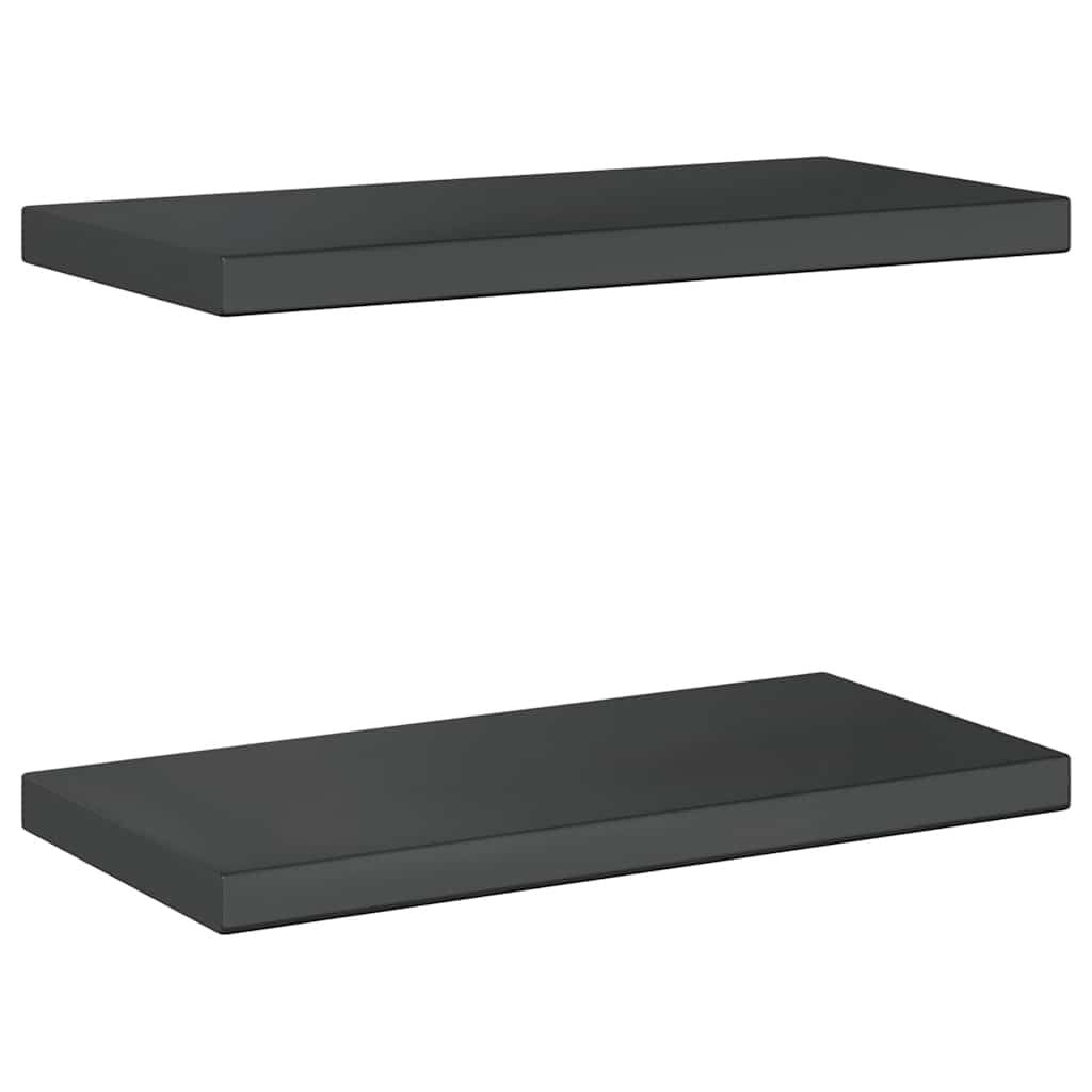 vidaXL Ράφια Τοίχου 2 τεμ. Μαύρο 50x23,5x3 εκ. Ανοξείδωτο Ατσάλι