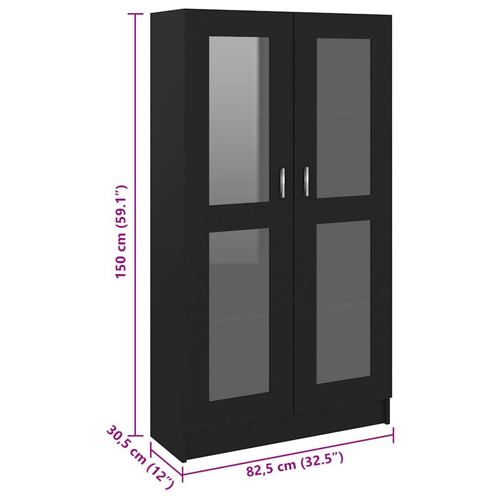vidaXL Βιτρίνα Μαύρη 82,5 x 30,5 x 150 εκ. Επεξ. Ξύλο