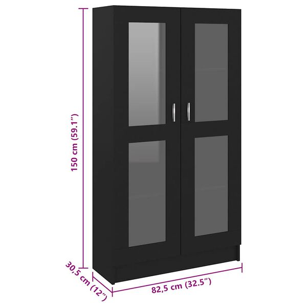 vidaXL Βιτρίνα Μαύρη 82,5 x 30,5 x 150 εκ. Επεξ. Ξύλο