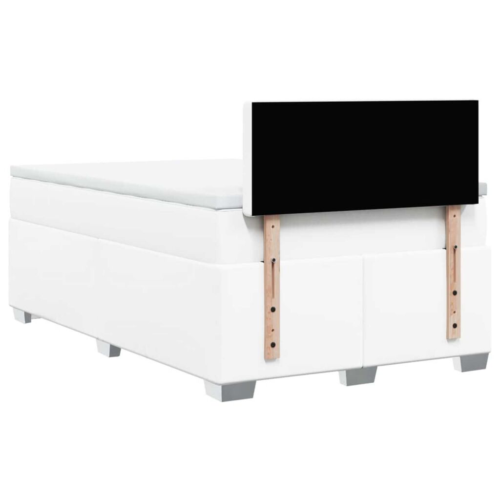 vidaXL Κρεβάτι Boxspring με Στρώμα Λευκό 120x190εκ.από Συνθετικό Δέρμα