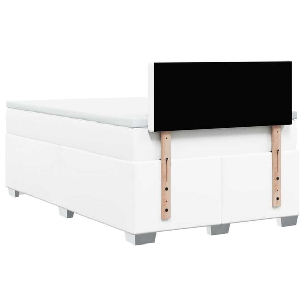 vidaXL Κρεβάτι Boxspring με Στρώμα Λευκό 120x190εκ.από Συνθετικό Δέρμα