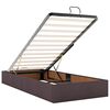 vidaXL Οθωμανικό κρεβάτι με στρώμα & LEDs Σκούρο καφέ 90x200 cm Ύφασμα