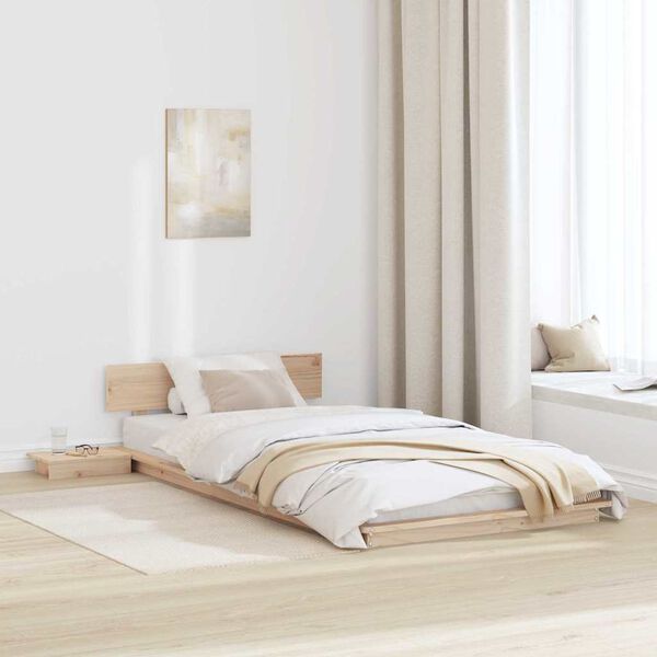 vidaXL Σκελετός Κρεβατιού Καφέ 75 x 190 cm ξύλο