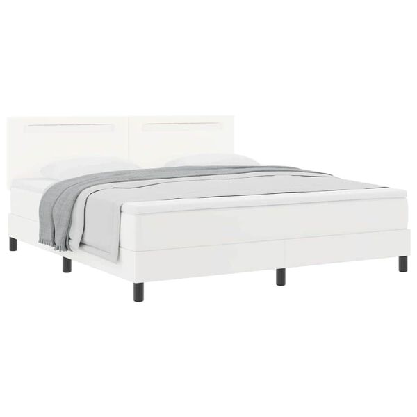 vidaXL Σκελετός κρεβατιού με στρώμα Λευκό 180 x 200 cm Τεχνητό δέρμα