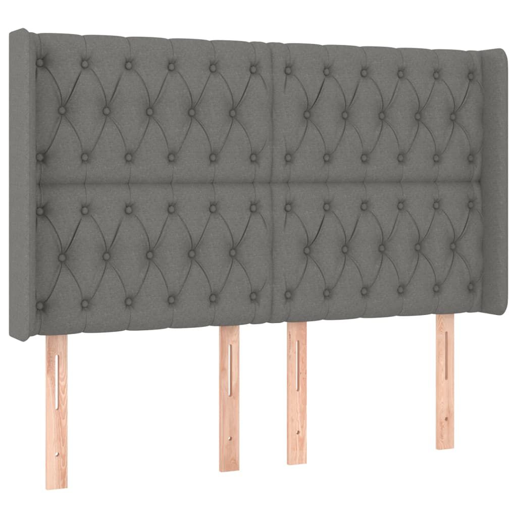 vidaXL Κεφαλάρι Κρεβατιού LED Σκούρο Γκρι 163x16x118/128εκ. Υφασμάτινο