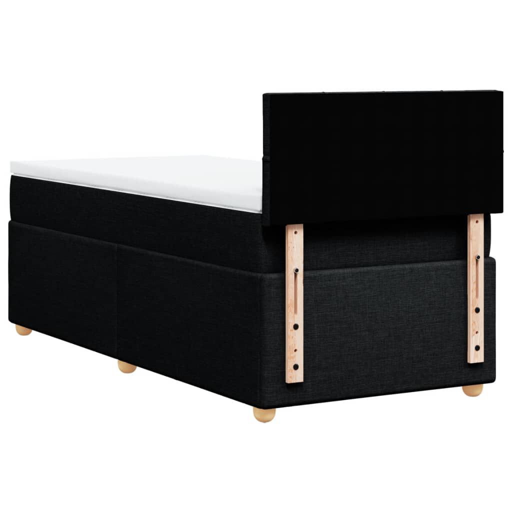 vidaXL Κρεβάτι Boxspring με Στρώμα Μαύρο 100 x 200 εκ. Υφασμάτινο