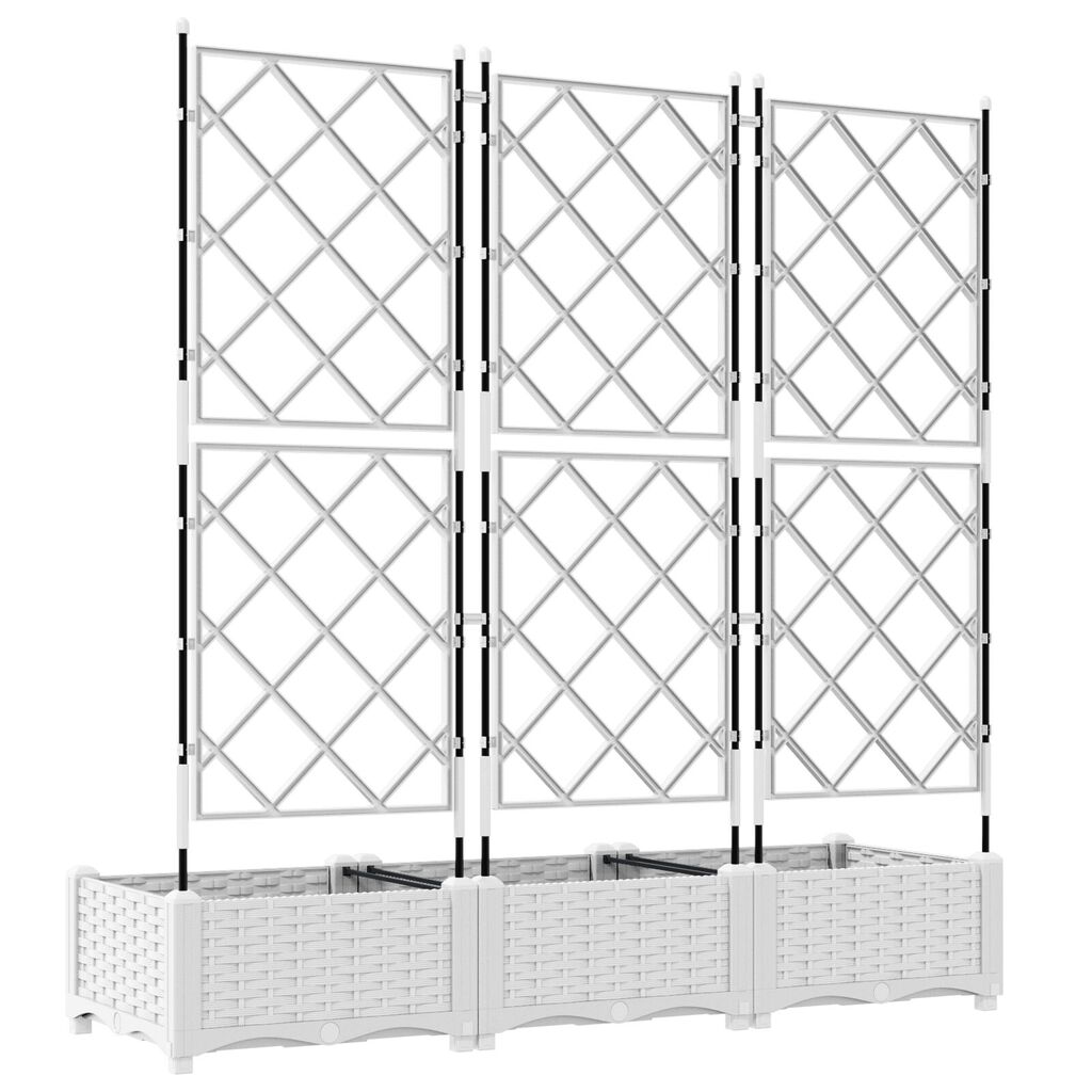vidaXL Γλάστρα Κήπου με Πλέγμα 3 τμχ Λευκή 120x40x125.5 εκ