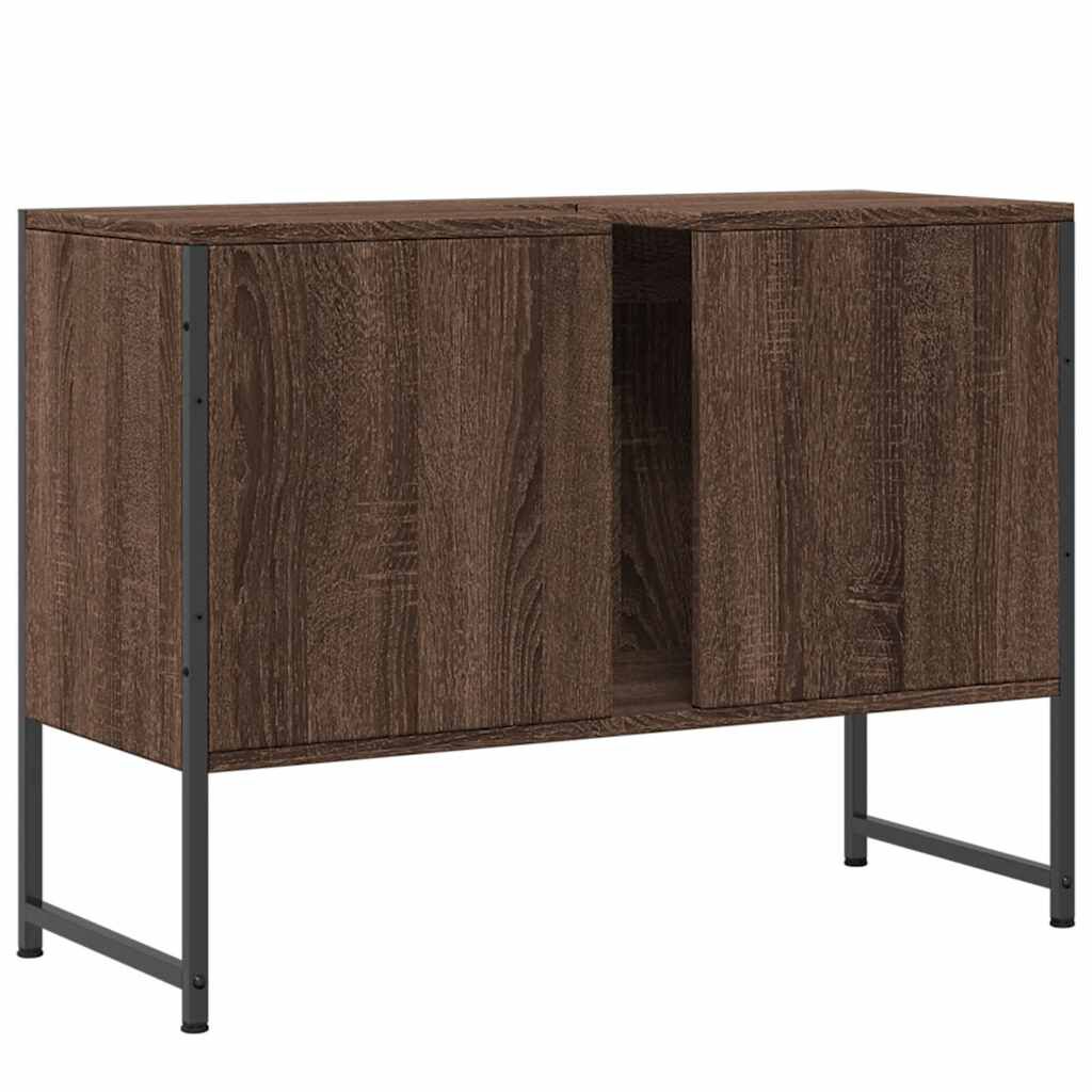 vidaXL Ντουλάπι Μπάνιου Νιπτήρα Καφέ Δρυς 80 x 33 x 60 εκ. Επεξ. Ξύλο