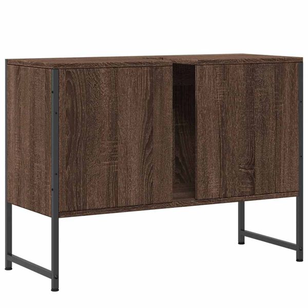 vidaXL Ντουλάπι Μπάνιου Νιπτήρα Καφέ Δρυς 80 x 33 x 60 εκ. Επεξ. Ξύλο