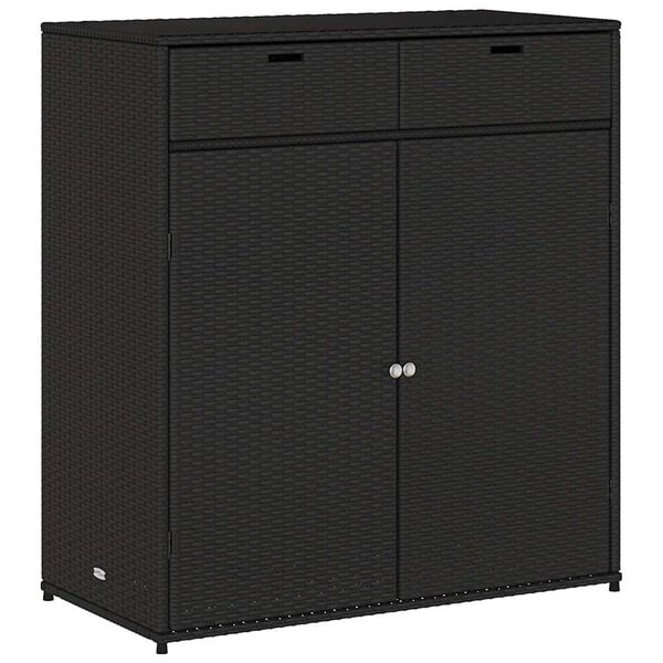 vidaXL Ντουλάπι Αποθήκευσης Κήπου Μαύρο 105x55x113 εκ. από Συνθ. Ρατάν