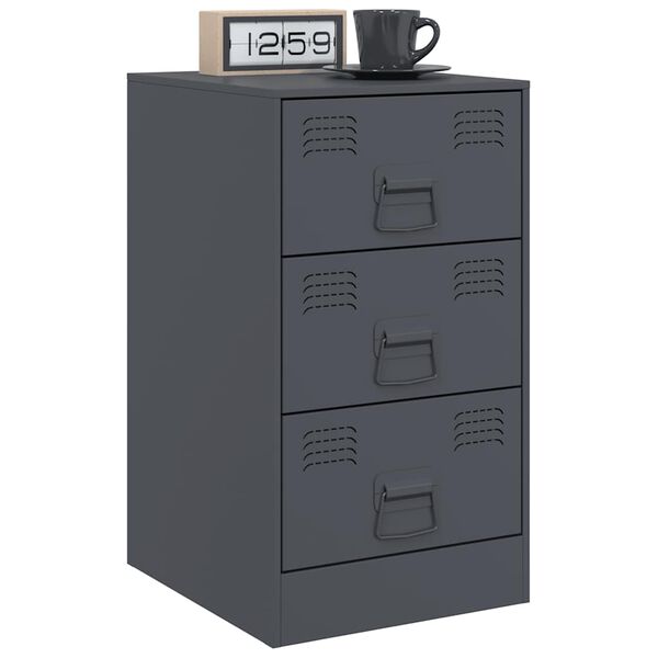 vidaXL Κομοδίνα 2 τεμ. Ανθρακί 34,5x39x62 εκ. από Χάλυβα