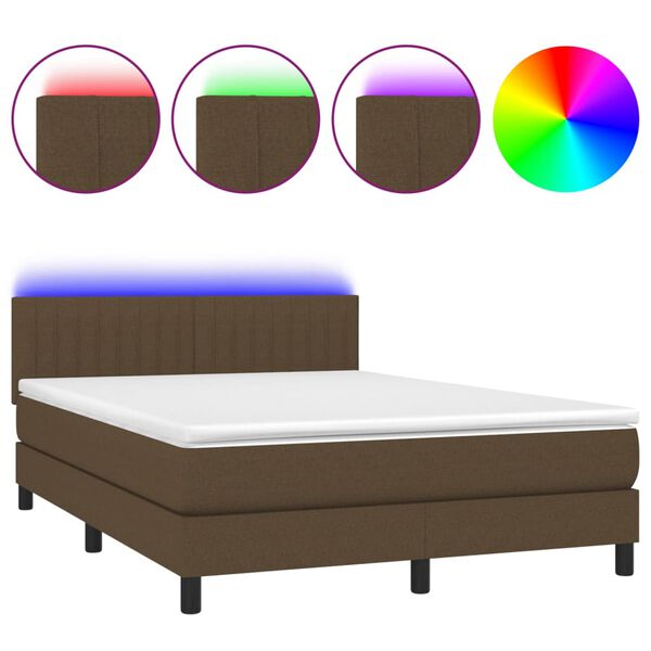 vidaXL &Kappa;&rho;&epsilon;&beta;ά&tau;&iota; Boxspring &mu;&epsilon; &Sigma;&tau;&rho;ώ&mu;&alpha; & LED &Sigma;&kappa;.&Kappa;&alpha;&phi;έ 140x190 &epsilon;&kappa; &Upsilon;&phi;&alpha;&sigma;&mu;ά&tau;&iota;&nu;&omicron;