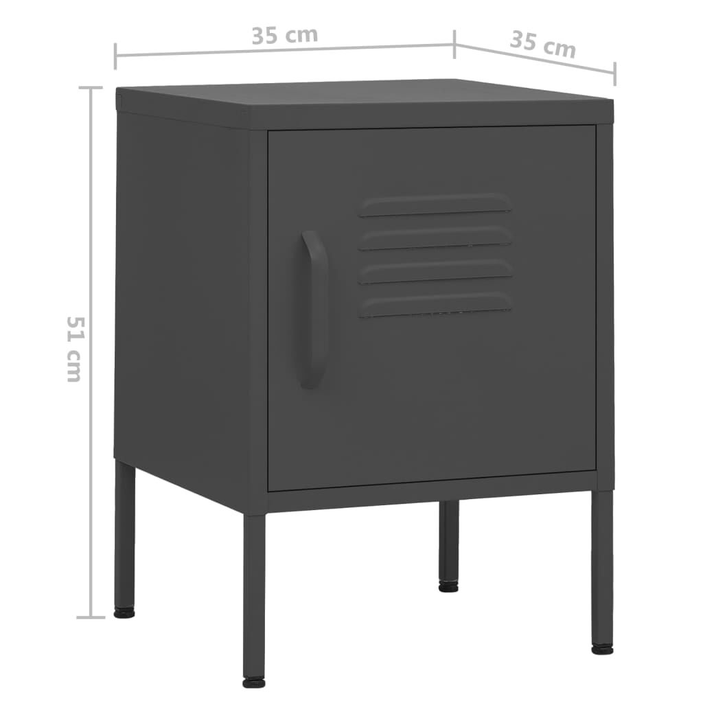 vidaXL Κομοδίνο Ανθρακί 35 x 35 x 51 εκ. από Ατσάλι