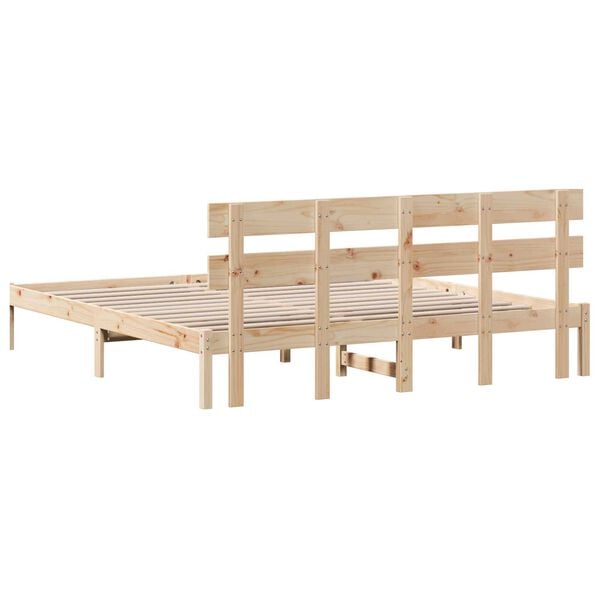 vidaXL Σκελετός Κρεβατιού Καφέ 180 x 200 cm Μασίφ ξύλο πεύκου