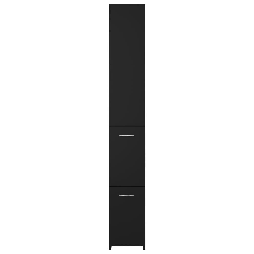vidaXL Ντουλάπι Μπάνιου Μαύρο 25x26,5x170 εκ. Επεξεργασμένο Ξύλο