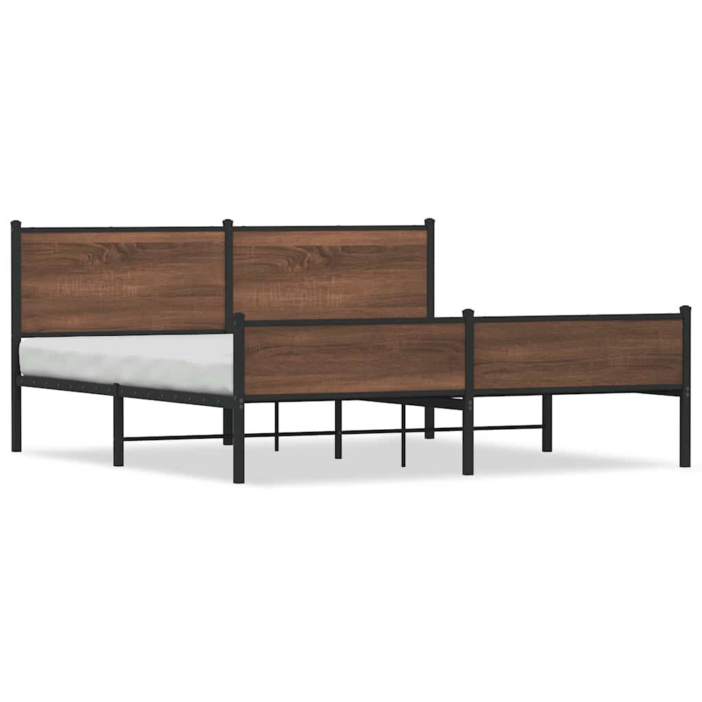 vidaXL Σκελετός Κρεβ. Χωρίς Στρώμα Καφέ Δρυς 160x200 εκ. Μεταλλικό