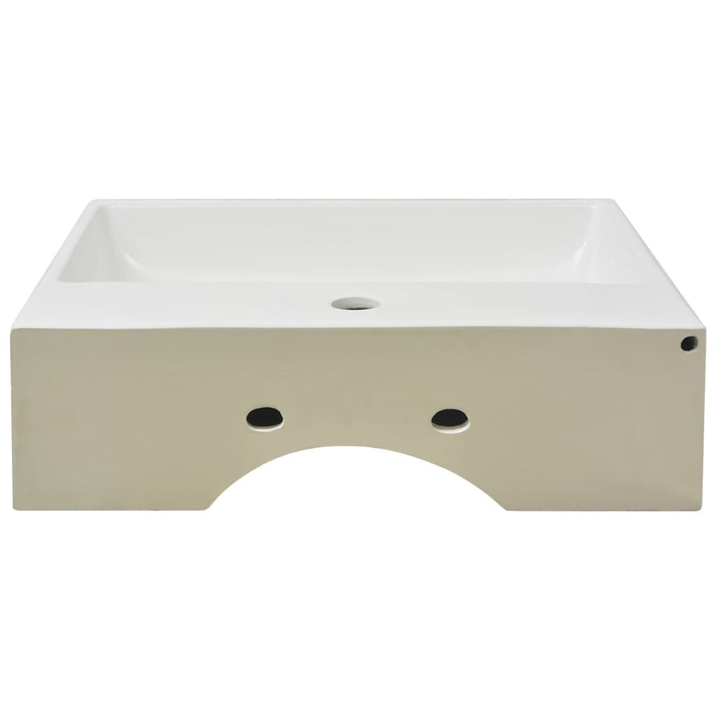 vidaXL Νιπτήρας με Οπή Βρύσης Λευκός 51,5 x 38,5 x 15 εκ. Κεραμικός