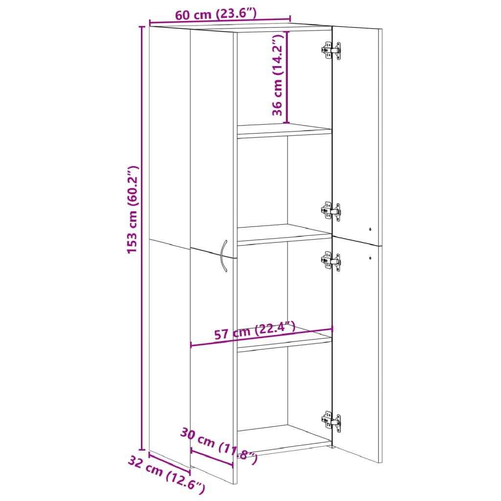 vidaXL Αρχειοθήκη Λευκή 60x32x153 εκ. από Επεξεργασμένο Ξύλο