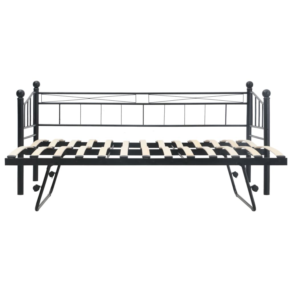vidaXL Πλαίσιο Κρεβατιού Μαύρο 180 x 200 / 90 x 200 εκ. Μεταλλικό