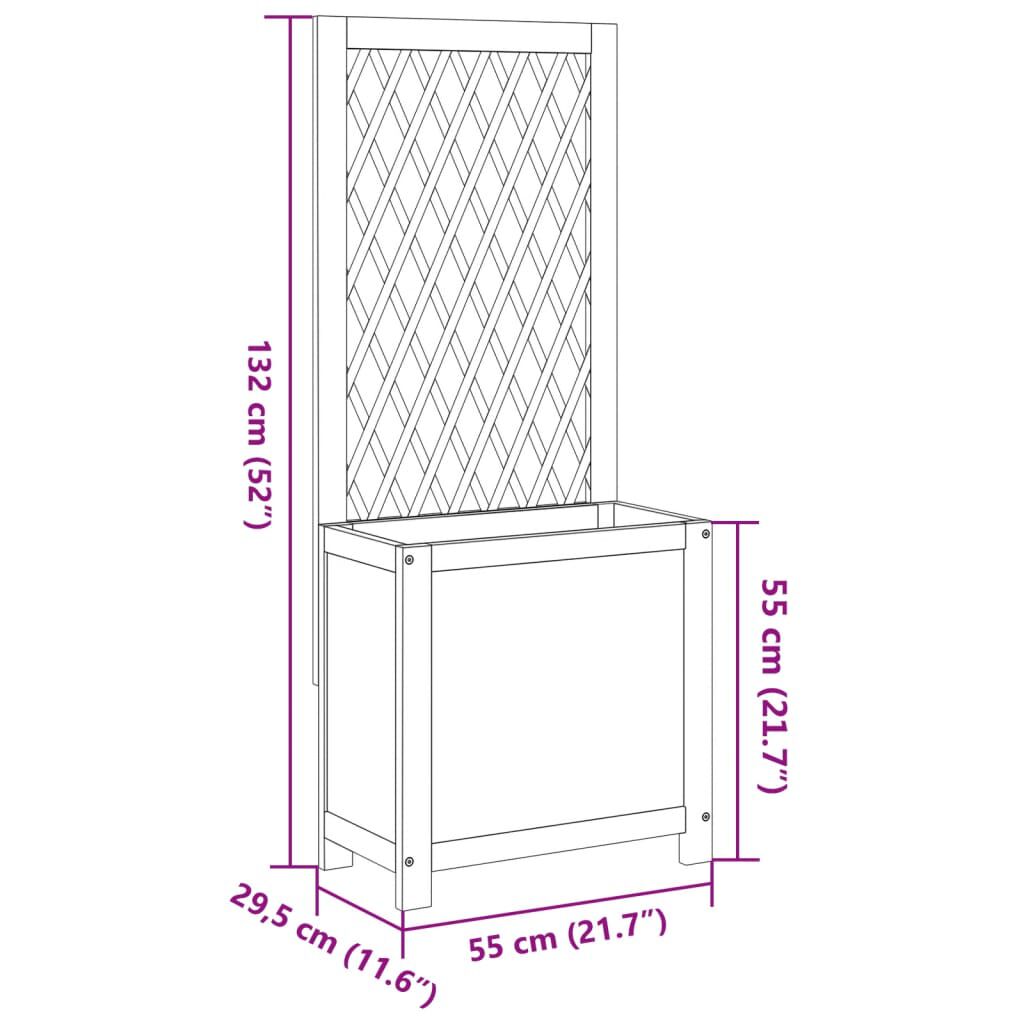 vidaXL Γλάστρα με Καφασωτό 55x29,5x132 εκ. Μασίφ Ξύλο Ακακίας