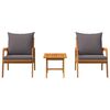 vidaXL Σετ μπιστρό 3 pcs Καφέ 45 x 45 x 38 εκ. Μασίφ ξύλο ακακίας