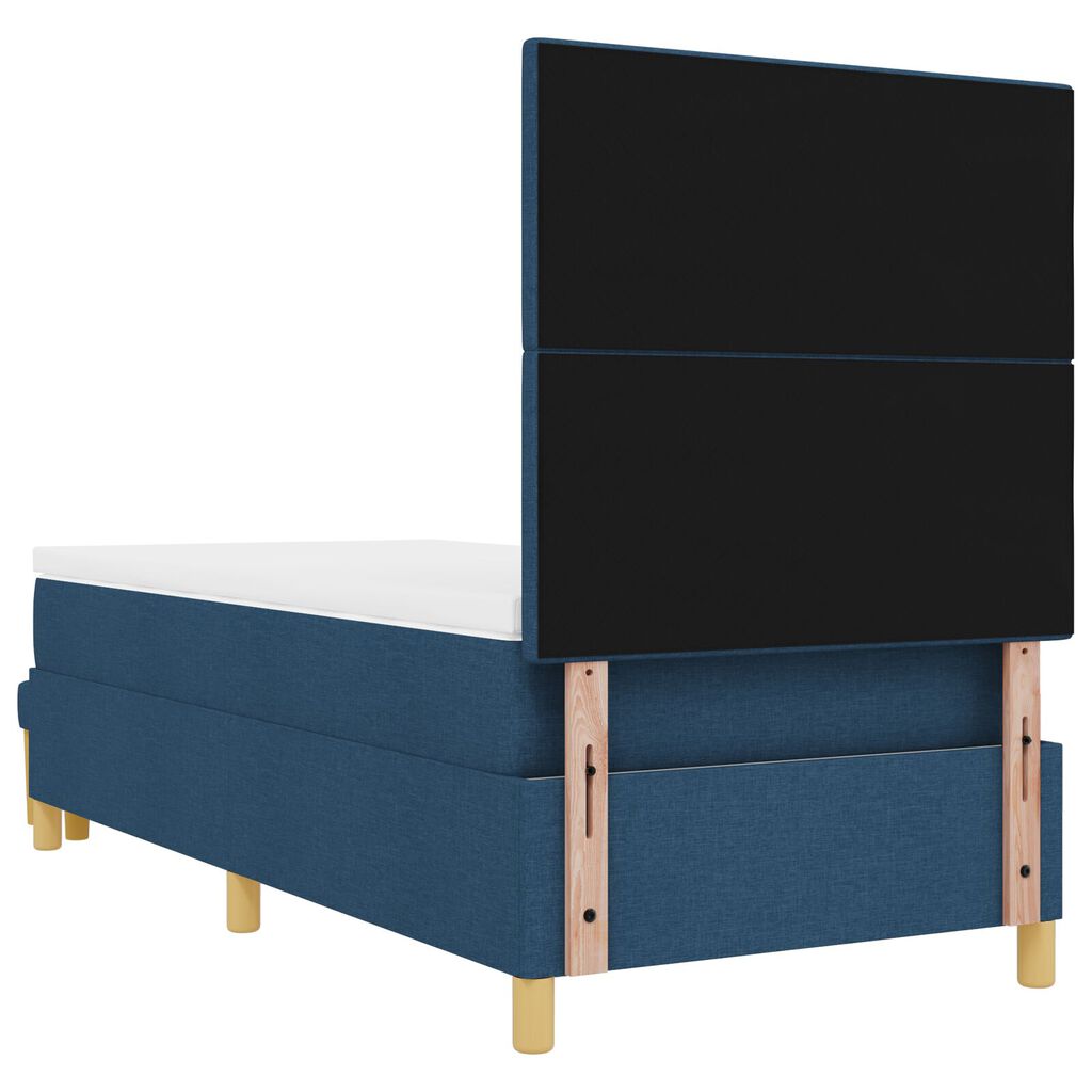 vidaXL Κρεβάτι Box Spring με Στρώμα & Πάγκο Μπλε 90x190 εκ. Υφάσματος